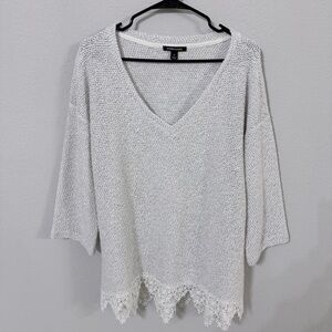 Robert Louis Cream V-Neck Knit Sweater